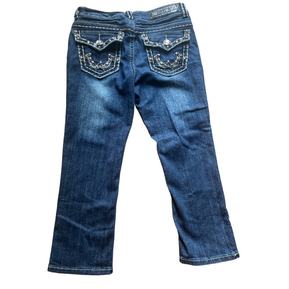 Miss Chic Jean Bermuda Embellished women’s Capris size 3 denim blue zip per - Picture 2 of 9